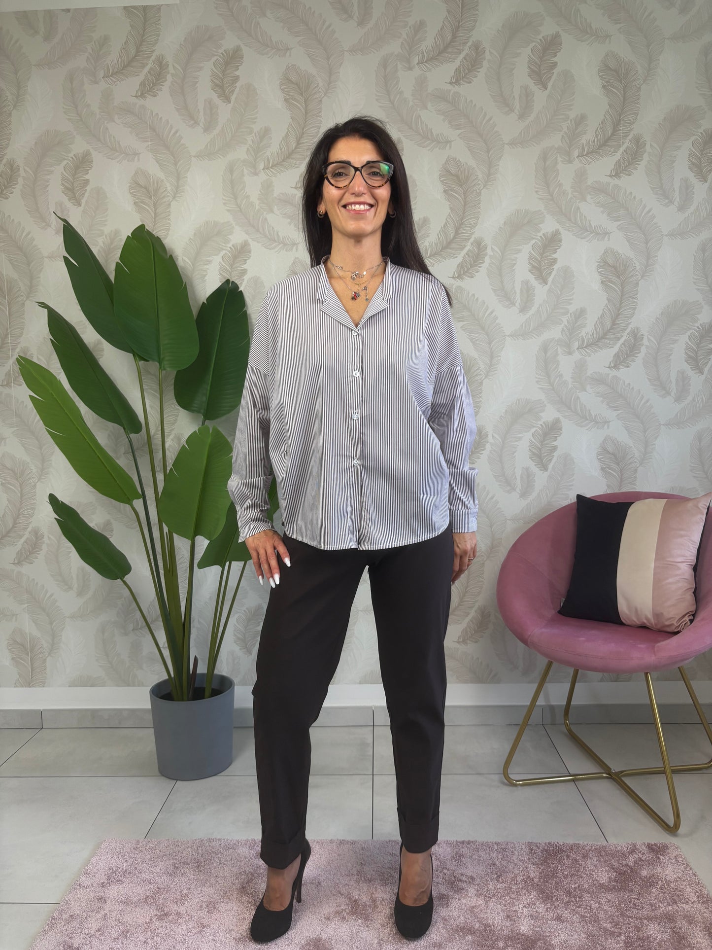 Camicia KARMA in Popeline Rigato