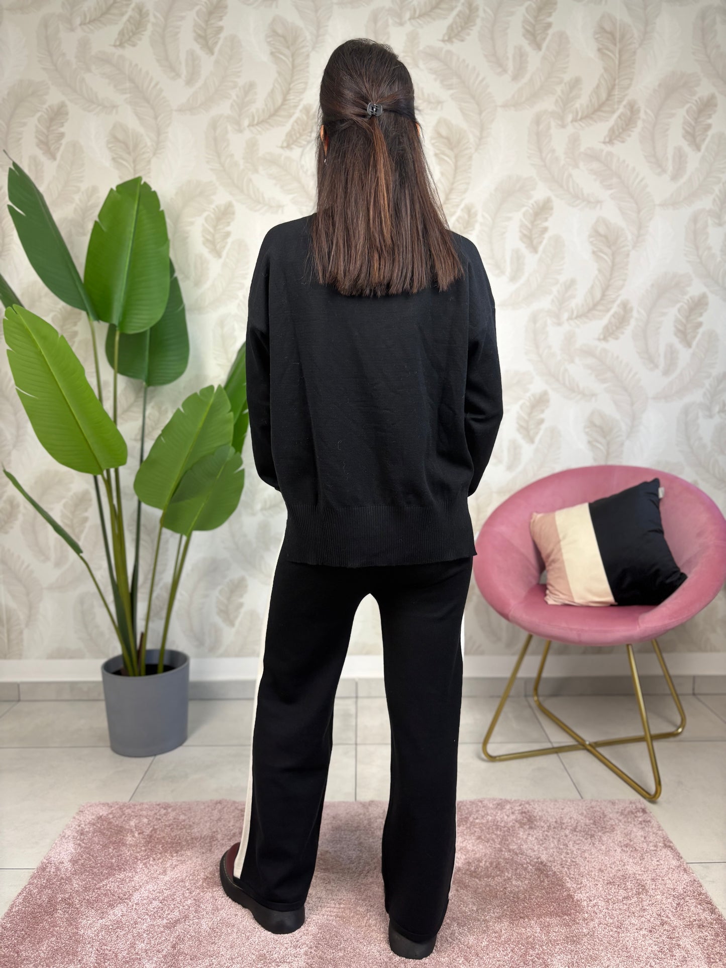 Coordinato in maglia banda sul fianco