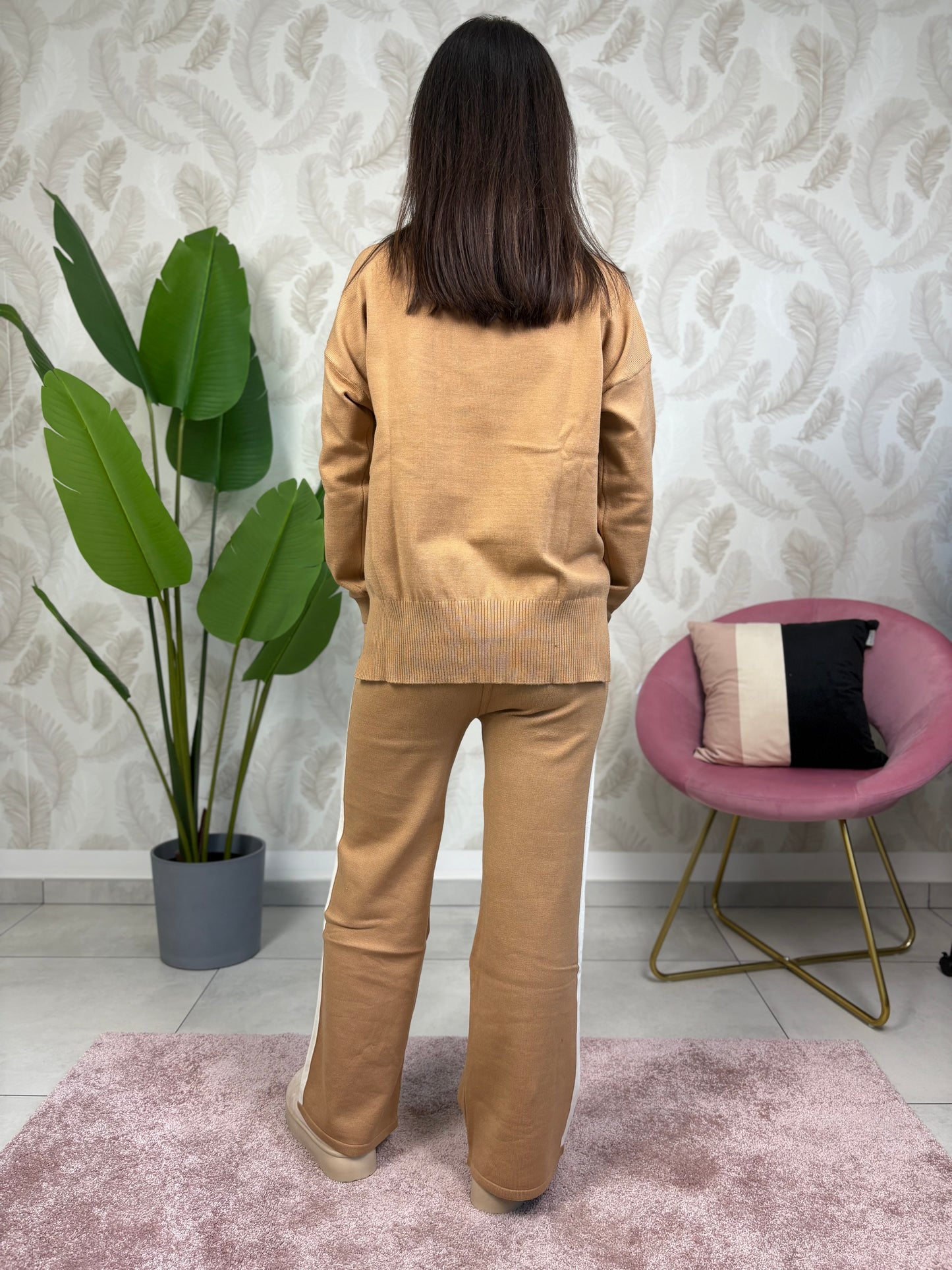 Coordinato in maglia banda sul fianco