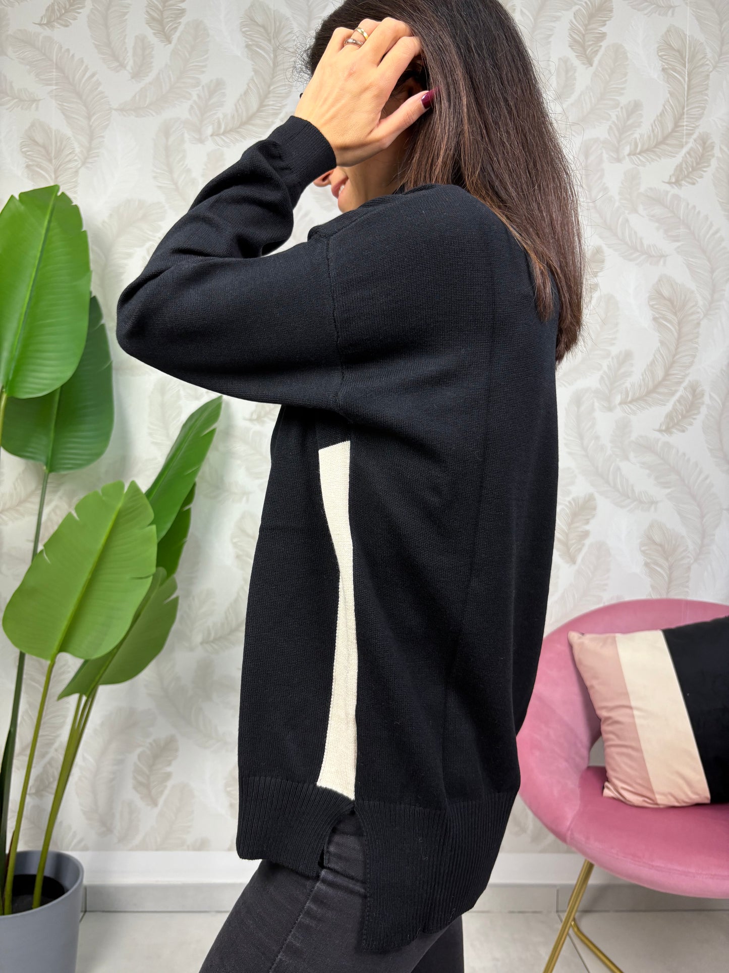 Maglia ampia banda sul fianco