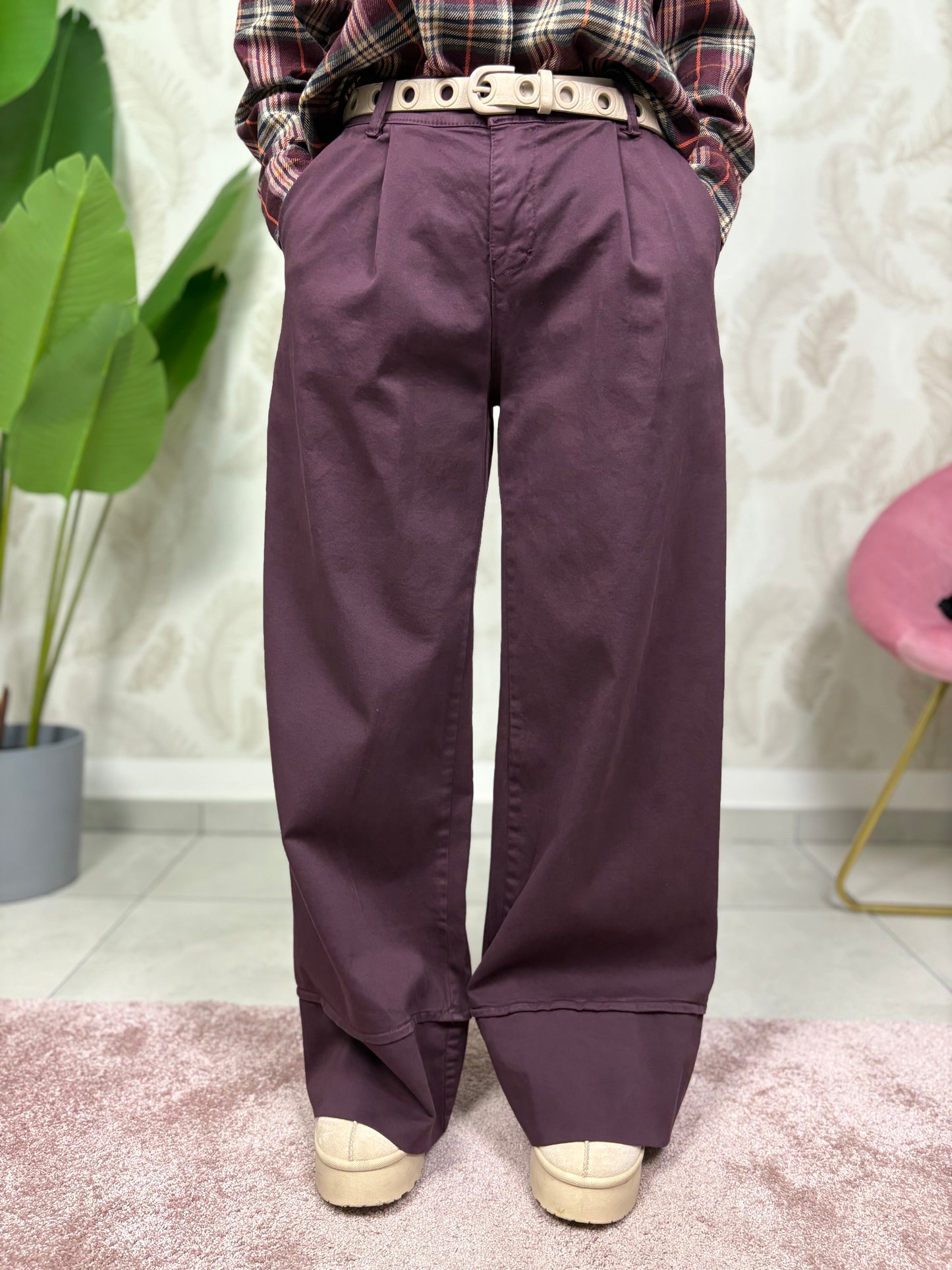 Pantalone palazzo cucitura sul fondo